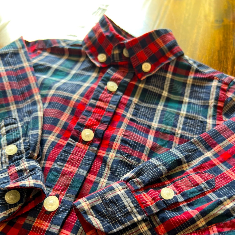 Janie and Jack Plaid Long Sleeve Button Down